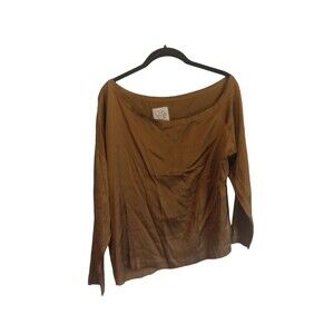 Chaser Shiny olive green swoop neck‎ long sleeve